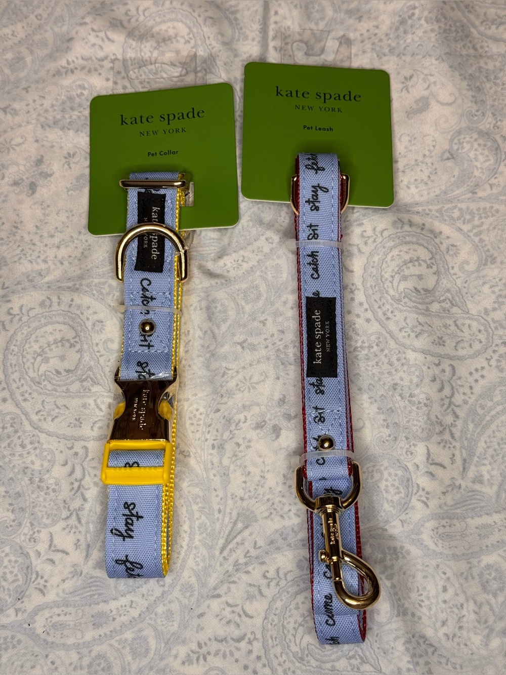 kate spade Raining Cats & Dogs- Dog Pet Collar and matching Dog Pet Leash